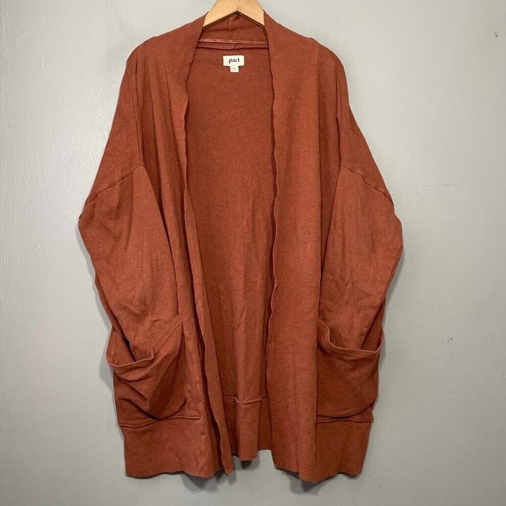 Pact Open-Front Rust Brown Women's Cardigan - Picture 2 of 10